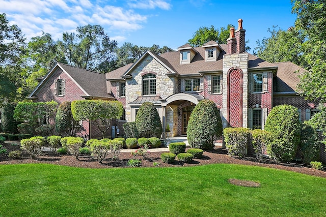 view of front of property with a front lawn