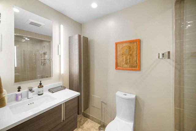 680 N Lake Shore Dr Unit 519, Chicago, IL 60611 - full bath featuring recessed lighting, a tile shower, toilet, vanity, and visible vents