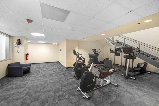 680 N Lake Shore Dr Unit 519, Chicago, IL 60611 - gym featuring recessed lighting, carpet, and a paneled ceiling