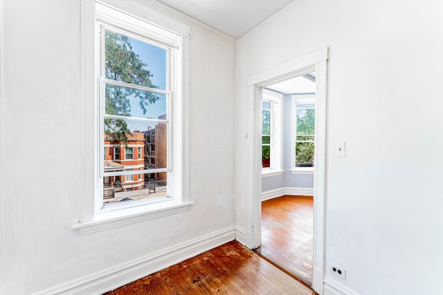 interior space with a wealth of natural light and hardwood / wood-style floors