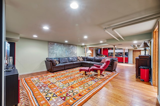 living room featuring light wood-type flooring