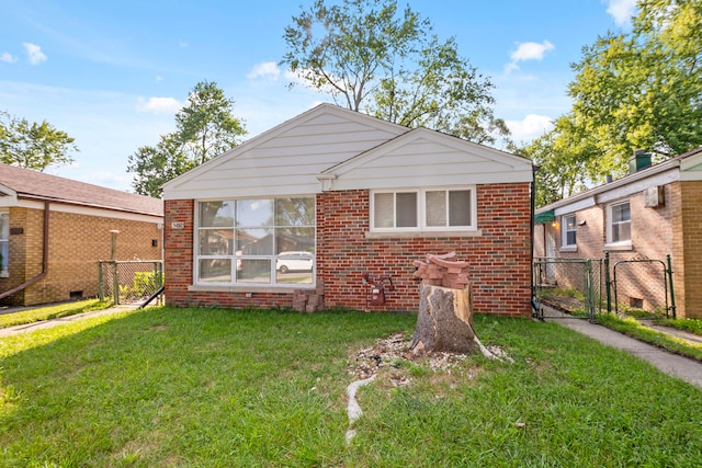 bungalow with a front lawn