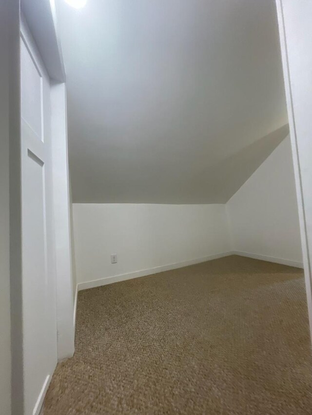 additional living space featuring carpet and lofted ceiling