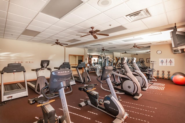 LOT8 W Windemere Cir, Lockport, IL 60441 - gym featuring ceiling fan and a paneled ceiling