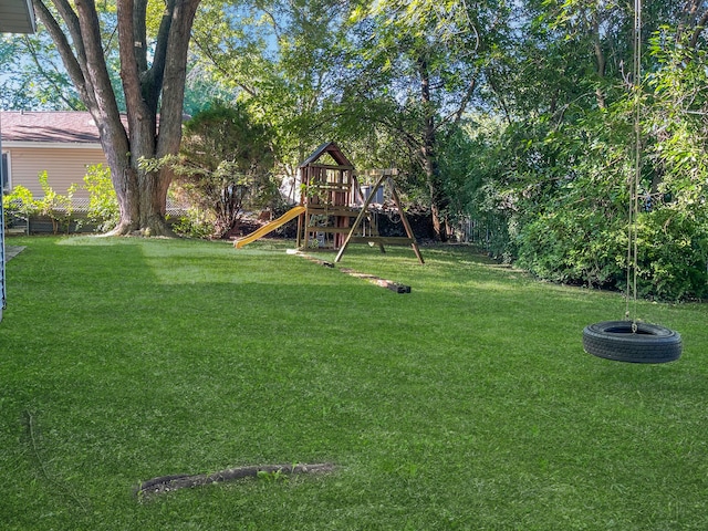 view of yard featuring a playground