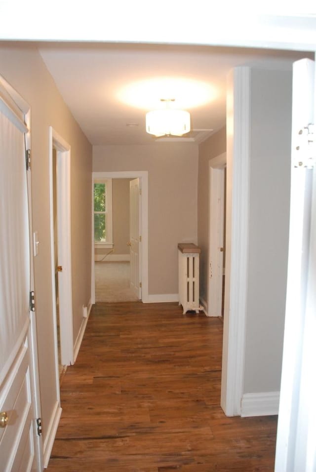 hallway featuring dark hardwood / wood-style floors