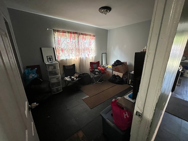 office area with tile patterned floors