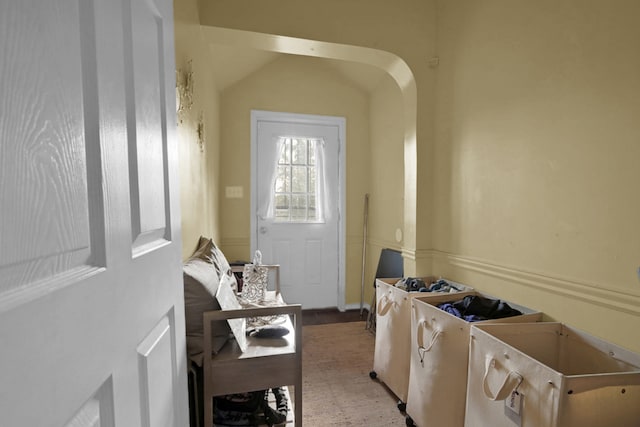 interior space featuring lofted ceiling