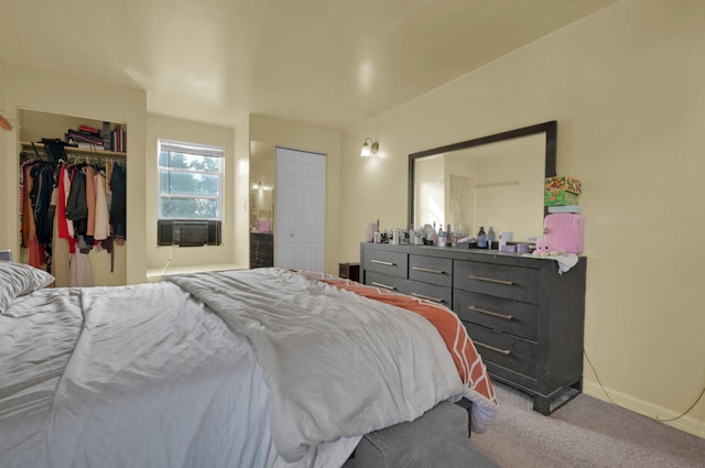 carpeted bedroom featuring cooling unit