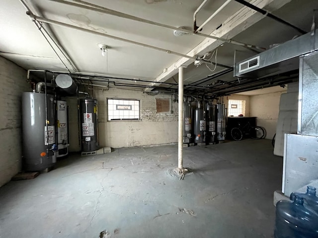 basement featuring water heater