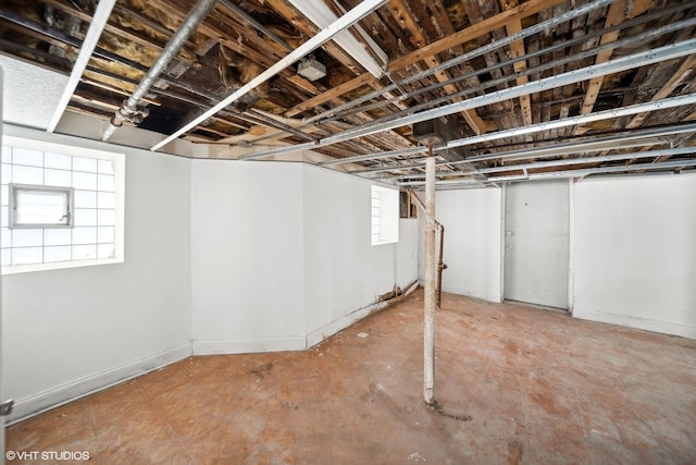 basement with a wealth of natural light