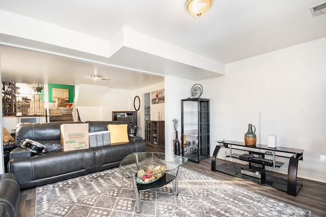 living room featuring wood-type flooring