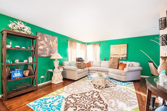 living room with wood-type flooring