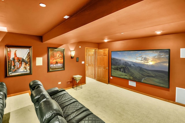 view of carpeted home theater room