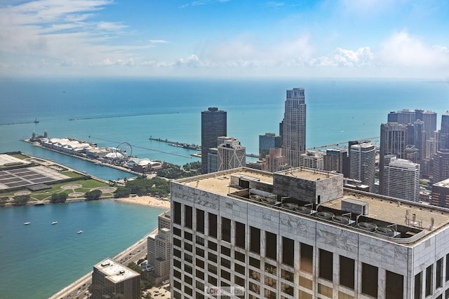 exterior space with a view of city and a water view