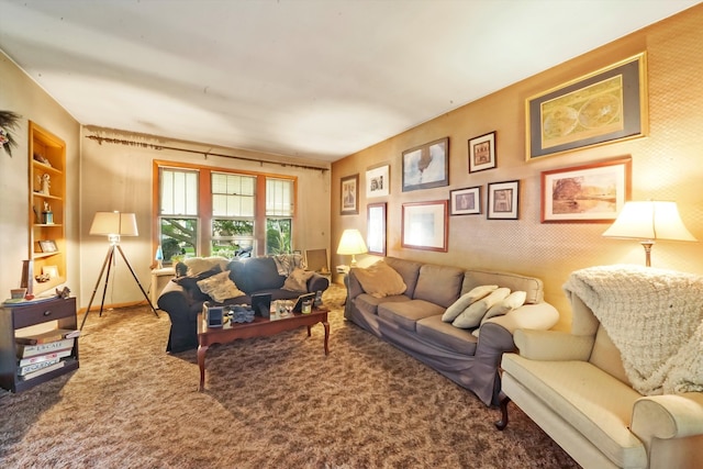 living room featuring carpet flooring