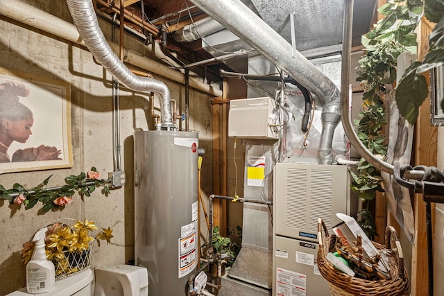 utility room featuring gas water heater