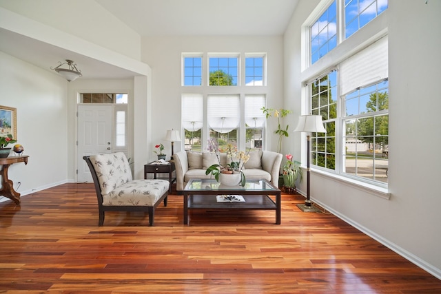 107 W Hampton Ct, Round Lake, IL 60073 - living area featuring wood finished floors and a high ceiling