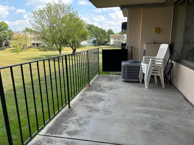 balcony featuring central air condition unit