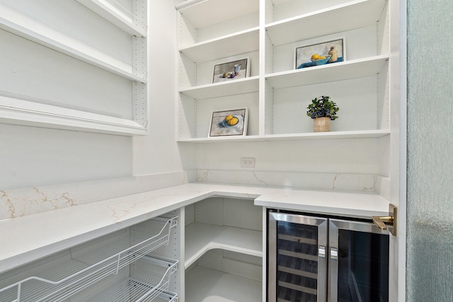 storage area featuring beverage cooler