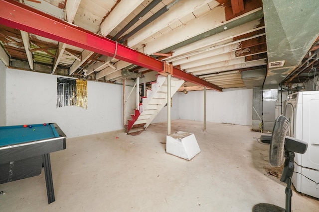 basement with heating unit