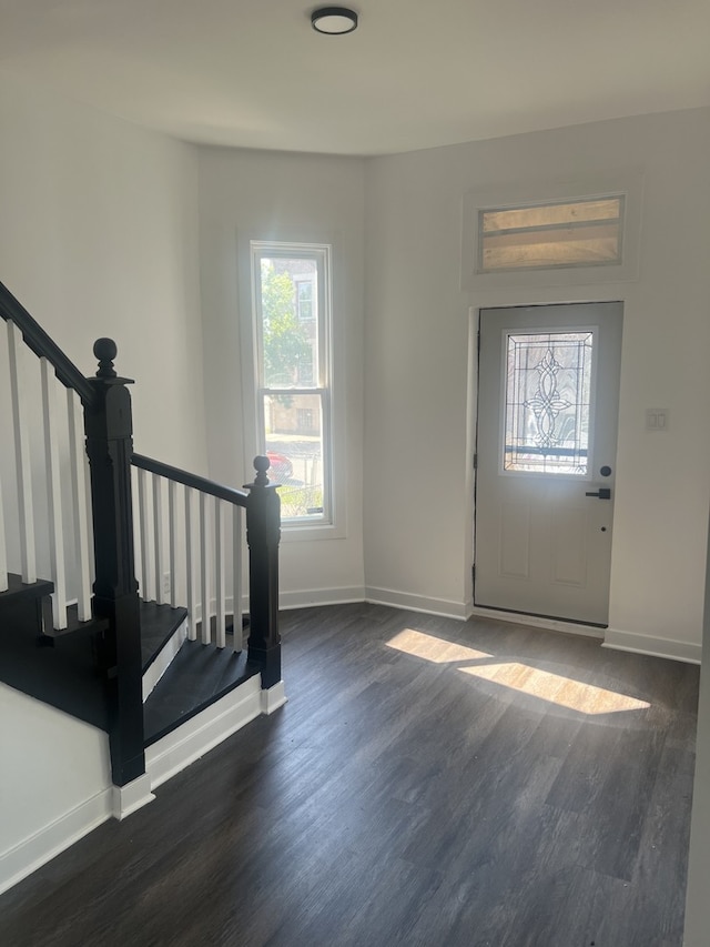 entrance foyer featuring dark hardwood / wood-style floors