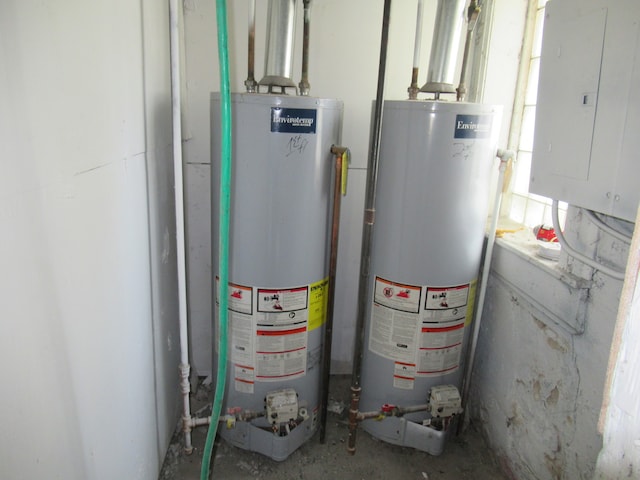 utility room with water heater and electric panel