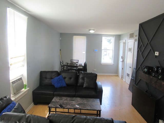 living room featuring light hardwood / wood-style flooring