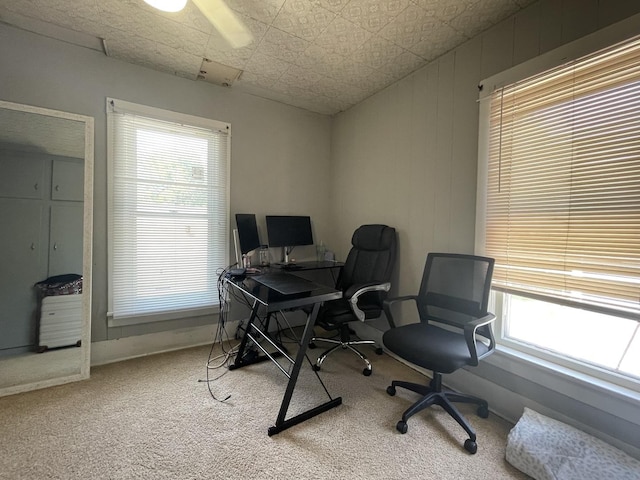 office featuring carpet and baseboards