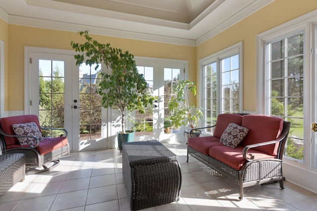 sunroom / solarium with french doors