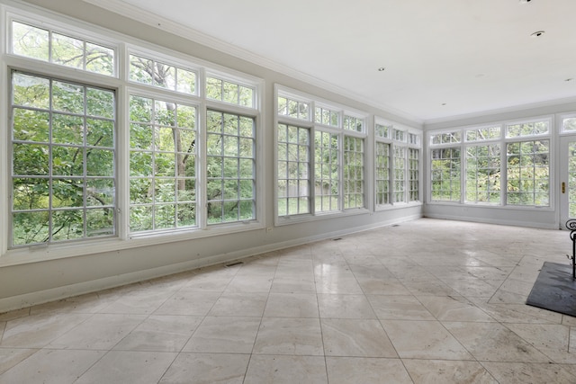 view of unfurnished sunroom