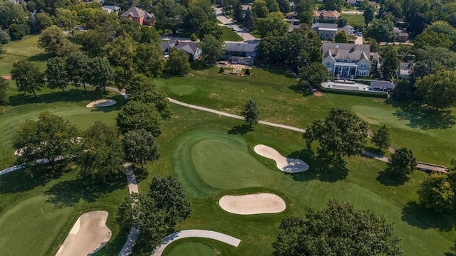 aerial view featuring view of golf course