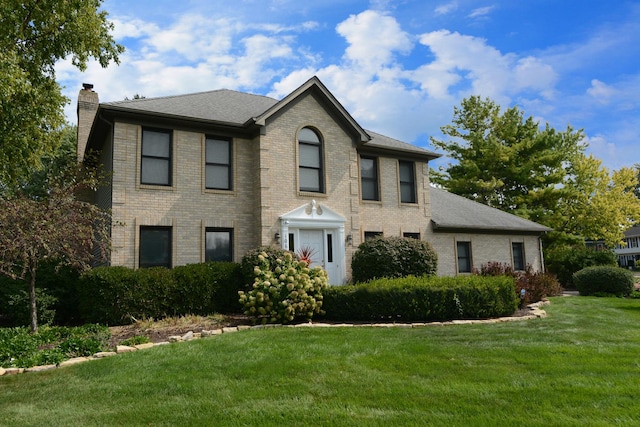 colonial house with a front lawn