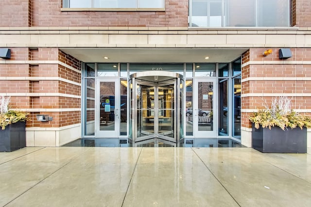 doorway to property featuring french doors