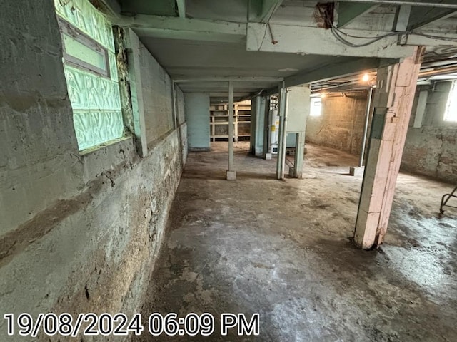 view of unfinished basement