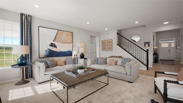 living room featuring light hardwood / wood-style flooring