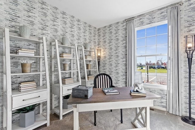 office area with carpet flooring