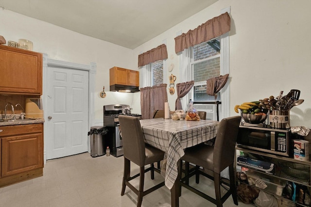 dining area featuring light floors