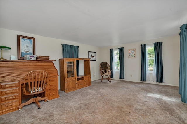 office area featuring carpet floors and baseboards