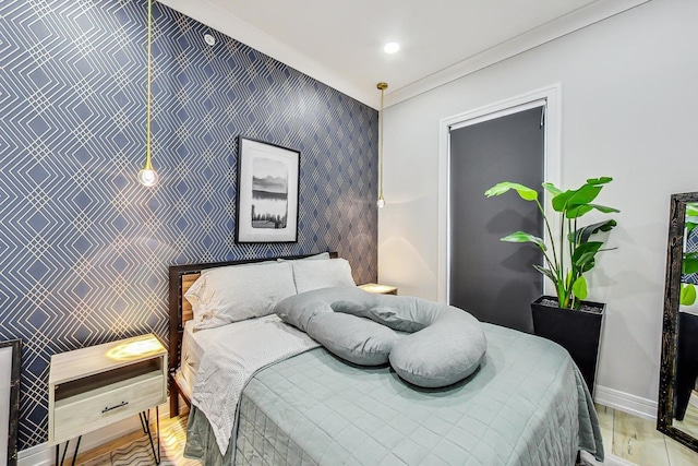 bedroom featuring ornamental molding