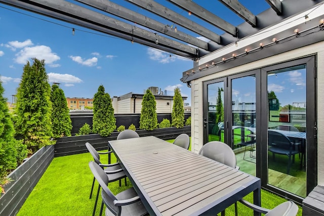 balcony with a pergola