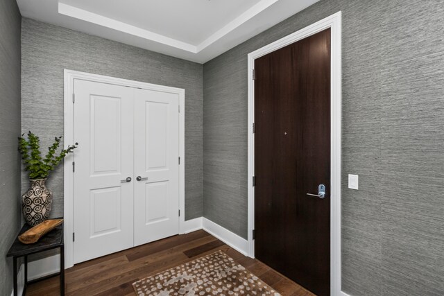 entryway with dark hardwood / wood-style floors