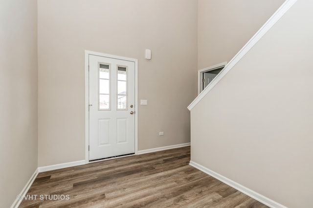 entrance foyer featuring dark hardwood / wood-style flooring