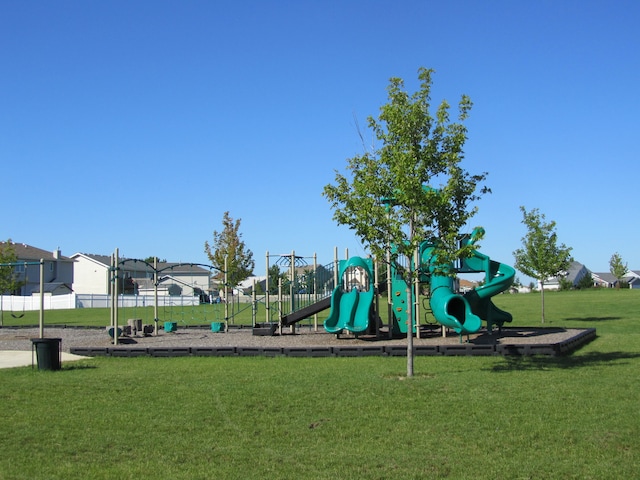 view of jungle gym with a yard