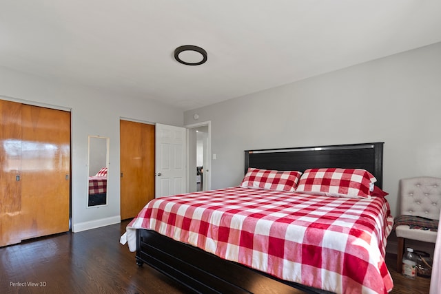 bedroom featuring dark hardwood / wood-style floors