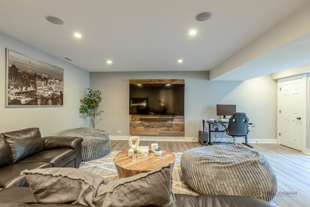 living room featuring light hardwood / wood-style floors