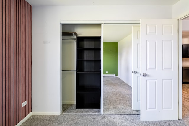 closet with a baseboard heating unit