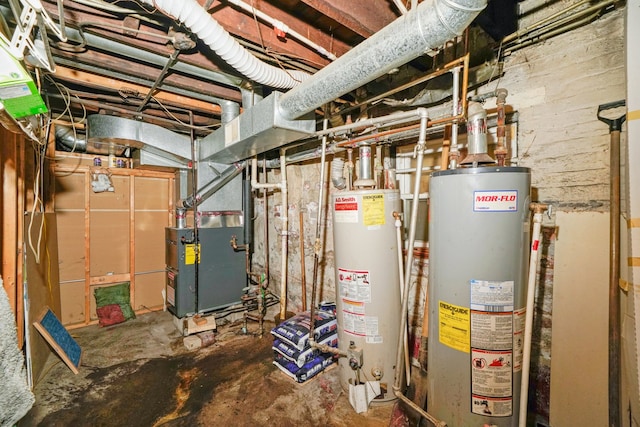 utilities featuring heating unit and water heater