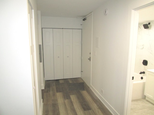 hallway featuring wood-type flooring