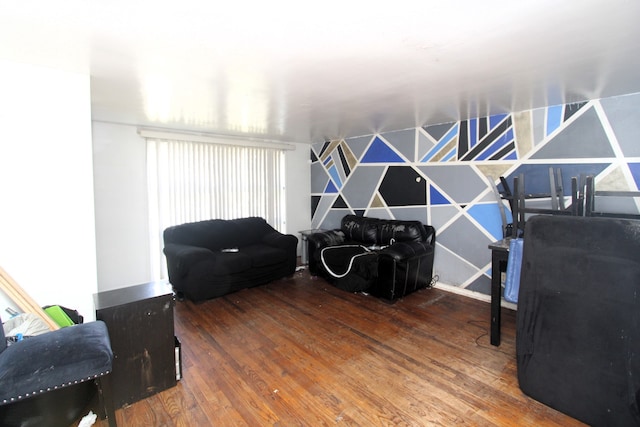 living area with dark wood-type flooring